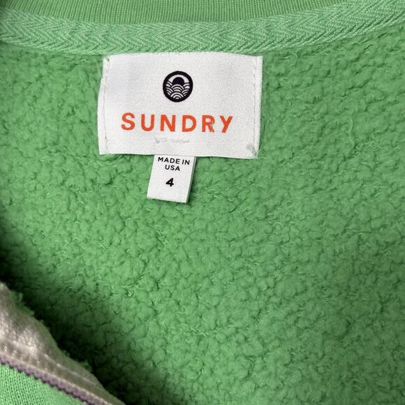 Sundry Puff Sleeve Zip Sweatshirt Electric Clover Sz 4 Rainbow Zip Made in USA - Picture 6 of 11